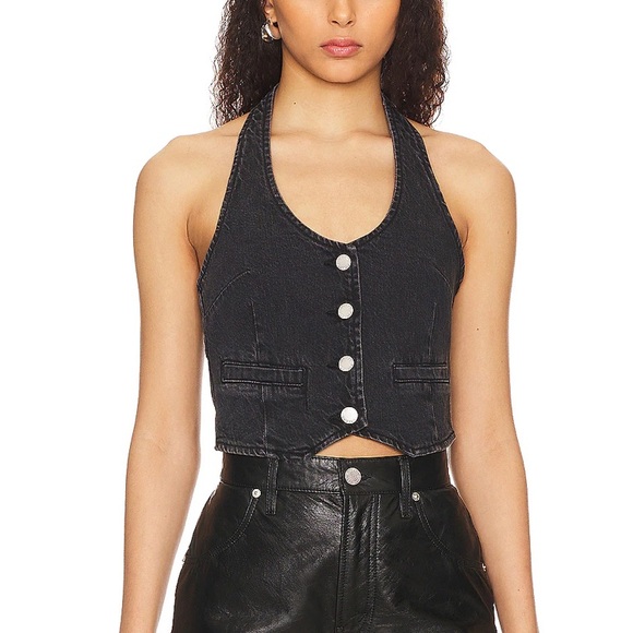 NWT ROLLAs Black Denim Vest - Picture 1 of 7